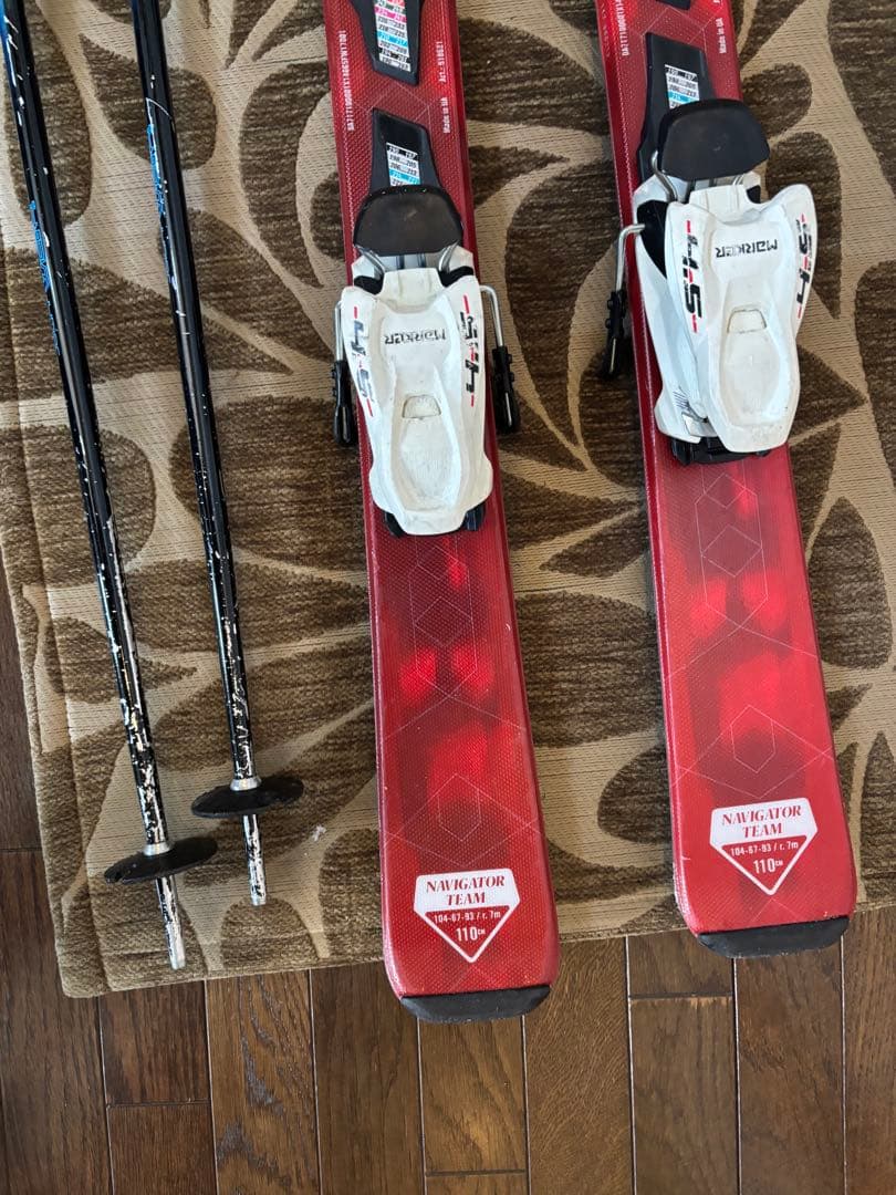 ジュニアスキー110cm/ストック80cm（ワックス済み）