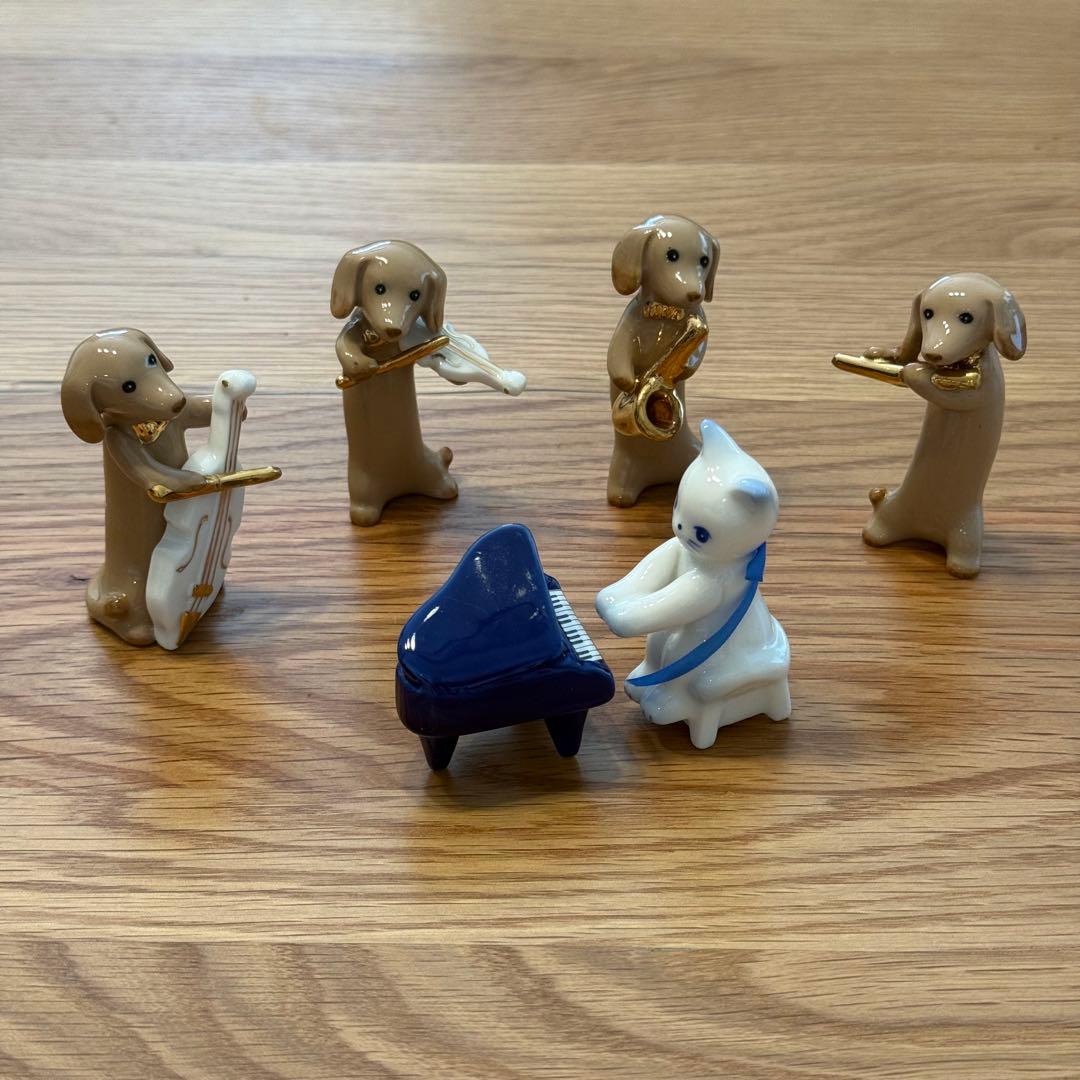寿工芸★陶器★ダックスフンド★犬★ネコ★猫★オーケストラ★音楽隊