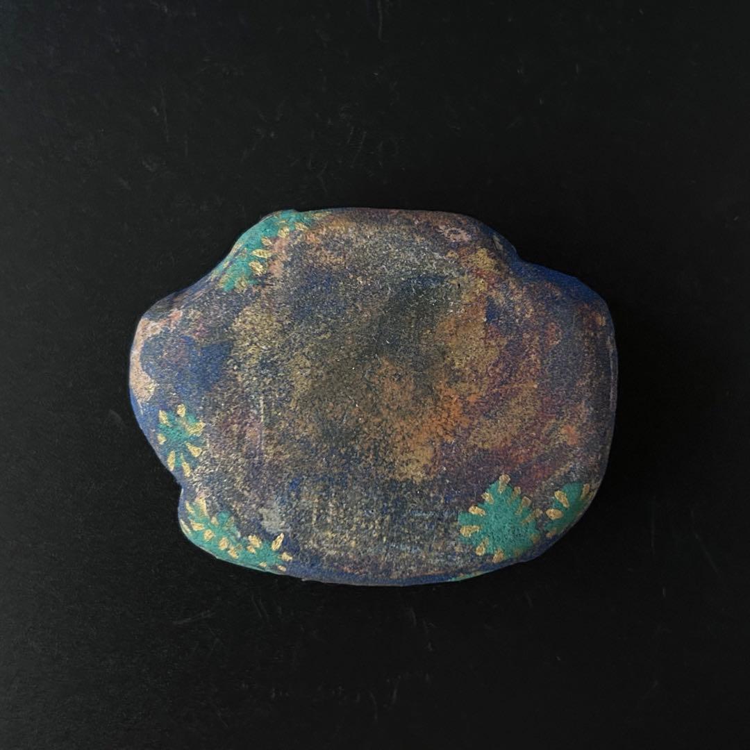 茶道具　さざれ石　香合　人形屋　大島嘉楽　共箱　古稀　伏見人形　祝事　茶会　正月