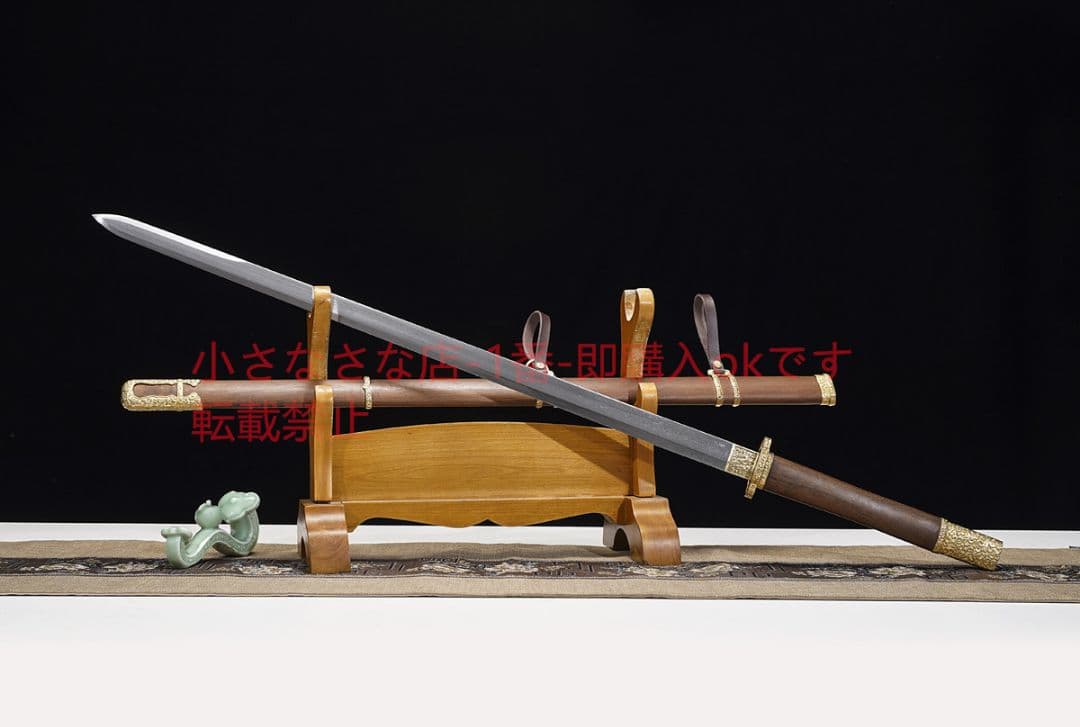 玄甲唐剣諸刃金銅装重蟻木百錬文紋鋼 唐剣  模造刀·模擬刀  居合刀
