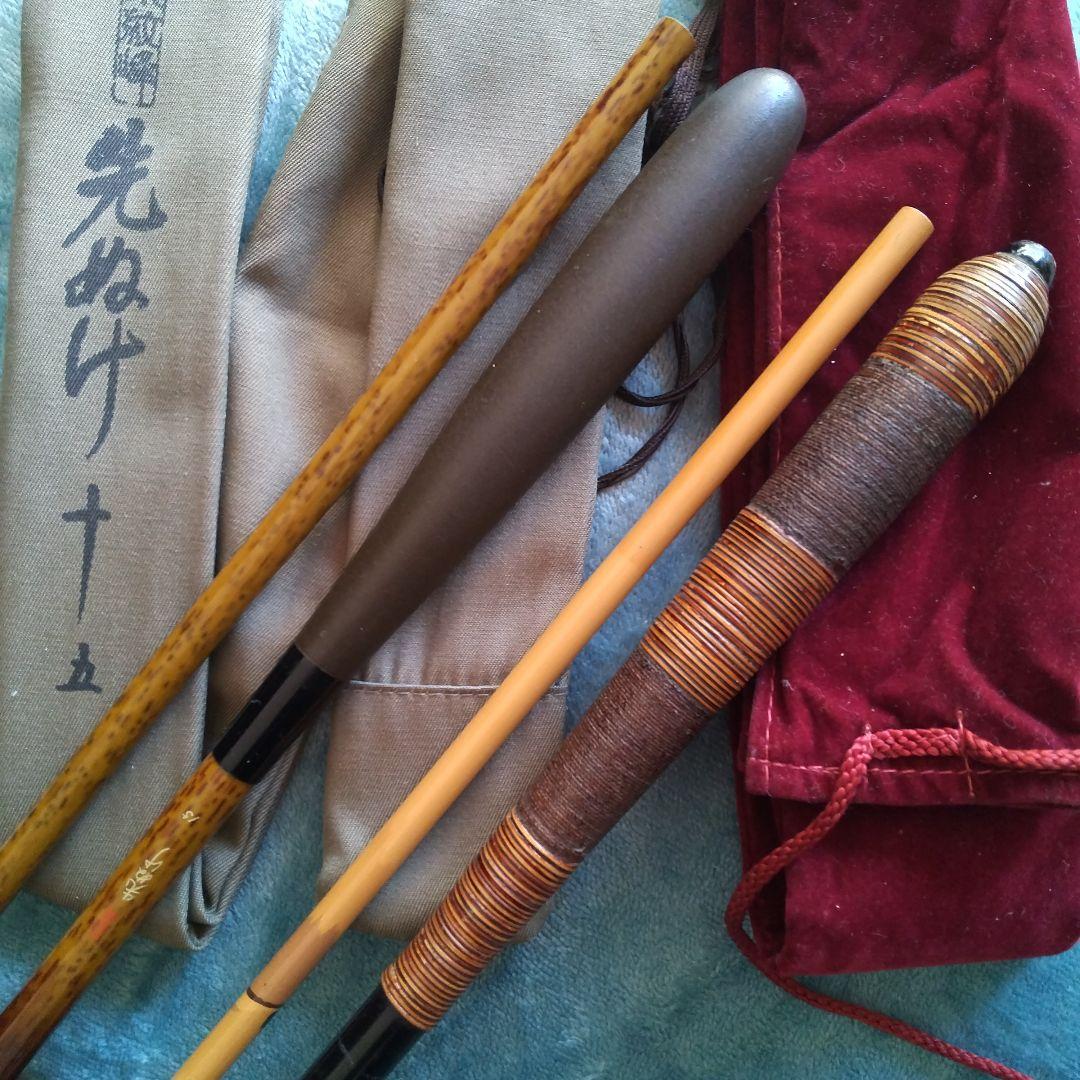 ★ヘラ竿【ジャンク品/実釣OK】★2本セット　朱紋峰先ぬけ15尺/品名不詳12尺