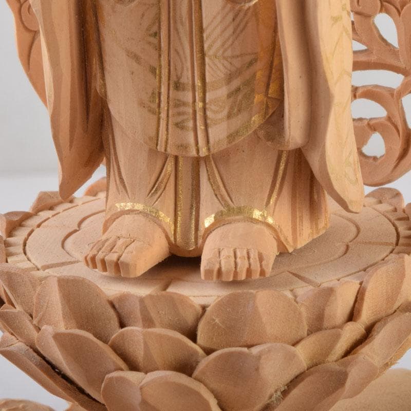 仏教美術　柘植彫刻　西立弥陀像　仏像　華鬘台　C　8784