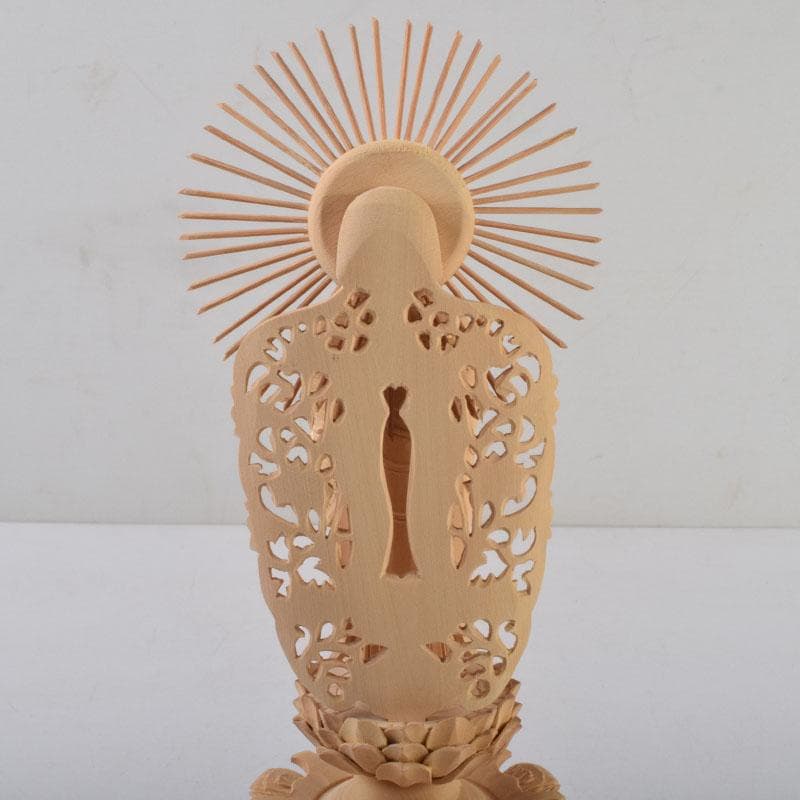 仏教美術　柘植彫刻　西立弥陀像　仏像　華鬘台　C　8784