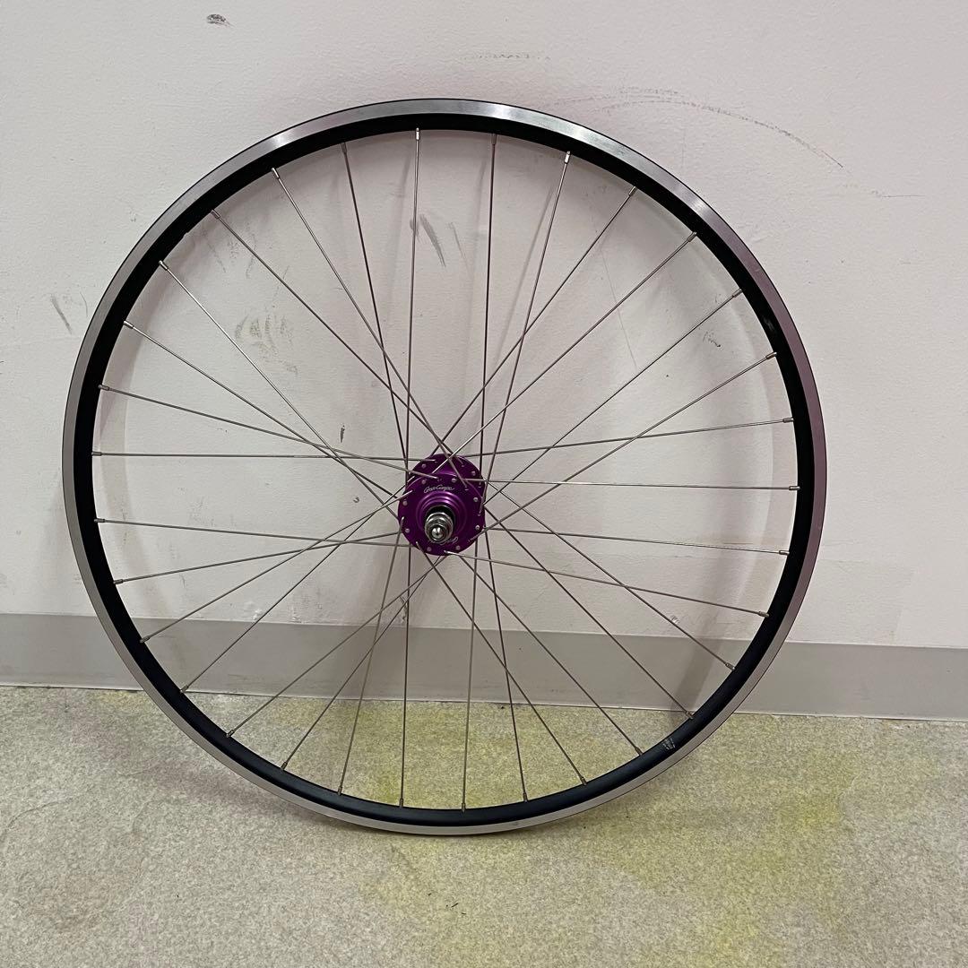 グランコンペ廃盤カラーハブ　手組みピストホイール(後輪) 片側ネジ山不良700C