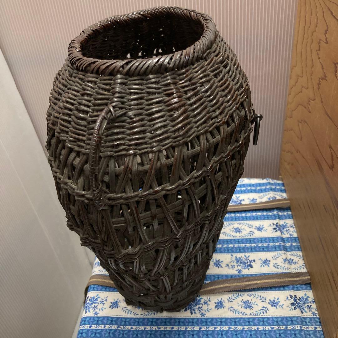 華道道具　花入　篭花入　不染斎好　不悪篭　24万円で購入　共箱　S157FK