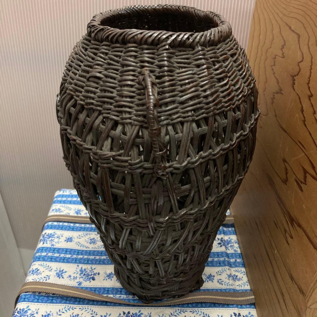 華道道具　花入　篭花入　不染斎好　不悪篭　24万円で購入　共箱　S157FK