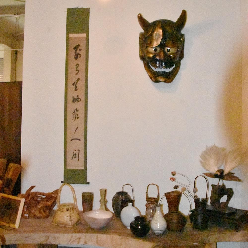 時代年代物 特大 木彫 塗金黒漆 般若 お面 壁飾り 縦約70㎝ 能面 東洋彫刻