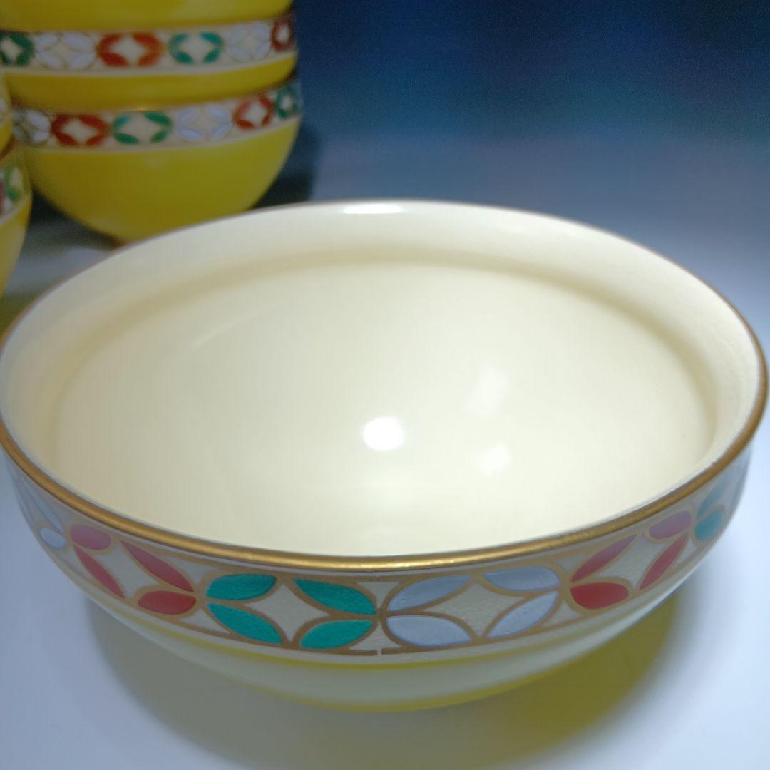 最後値下げ茶道具　黄釉天目形七宝文数茶碗10客　　 昌山造　共箱　美品