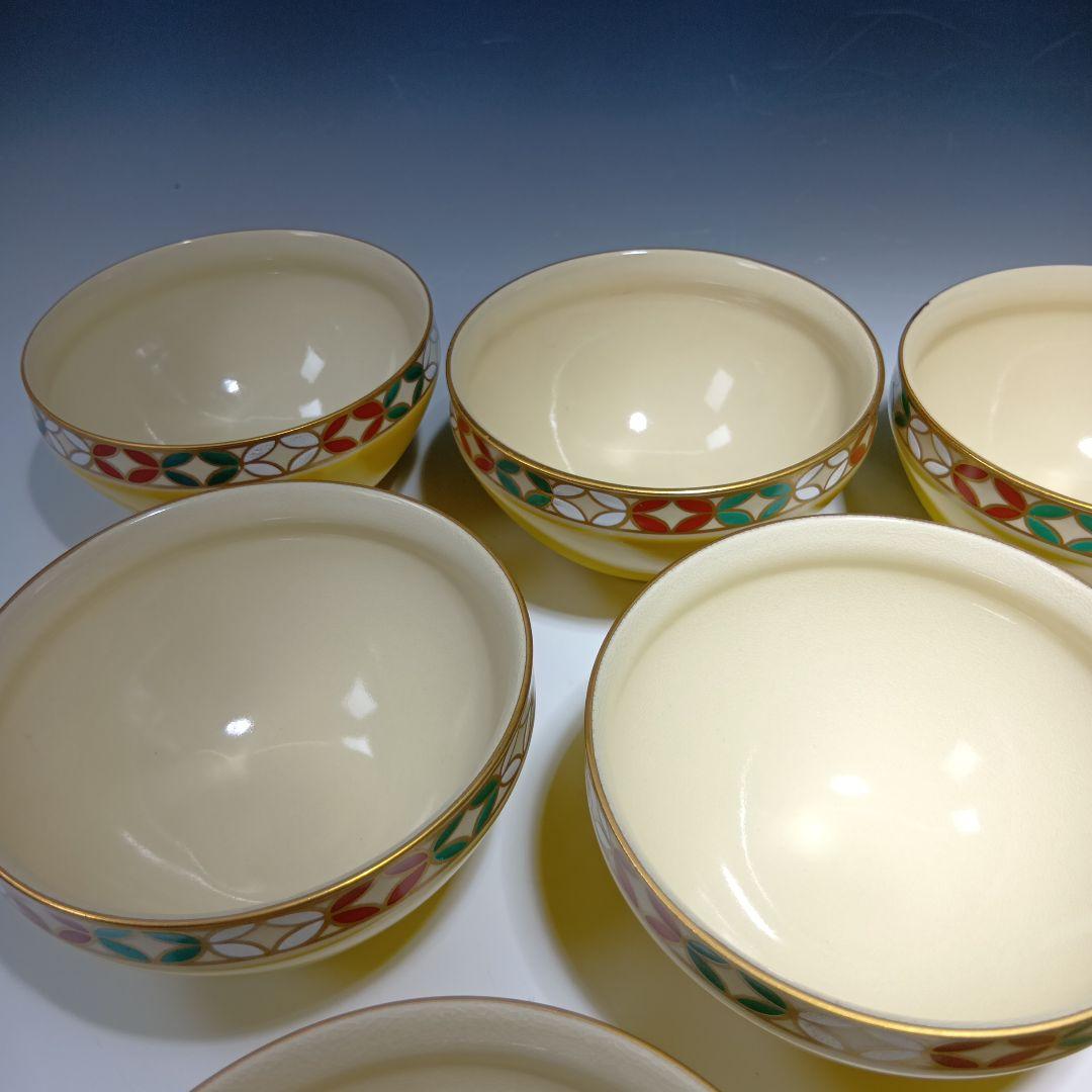 最後値下げ茶道具　黄釉天目形七宝文数茶碗10客　　 昌山造　共箱　美品