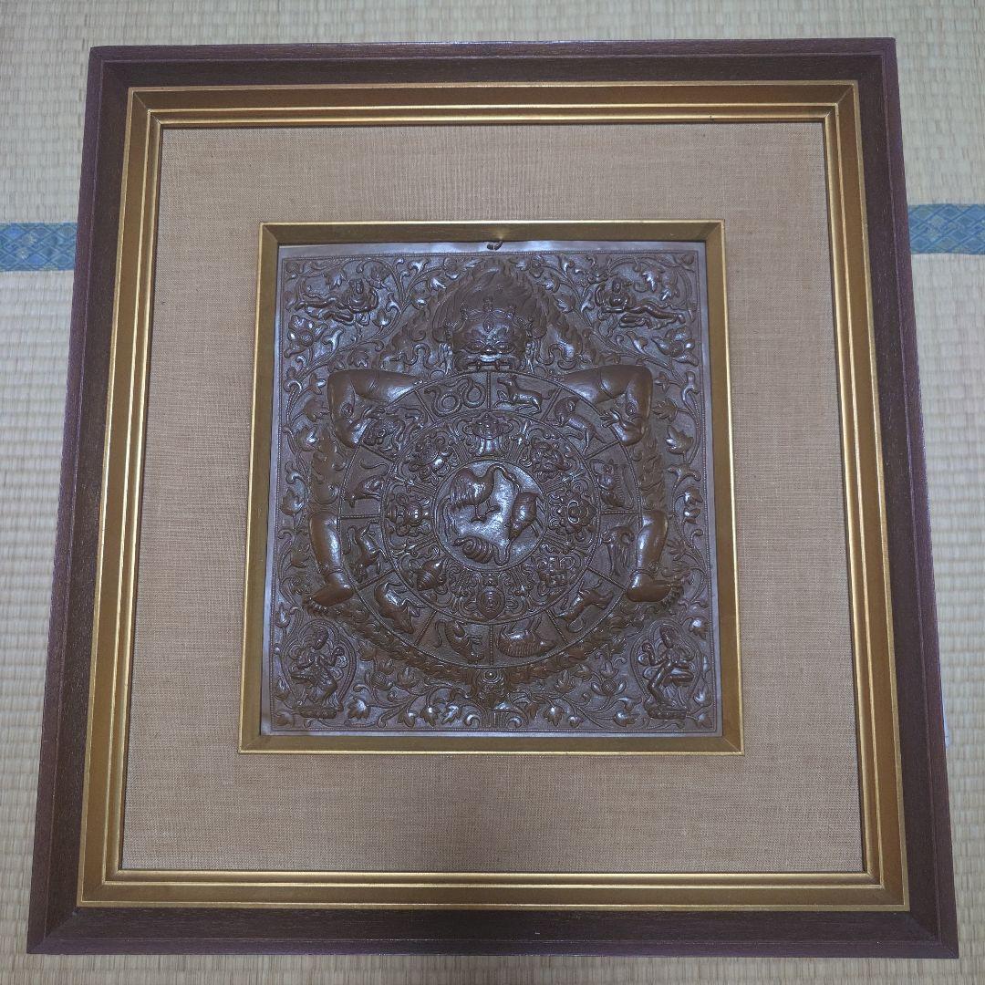 金属製彫刻 十二支デザイン　骨董品　曼荼羅