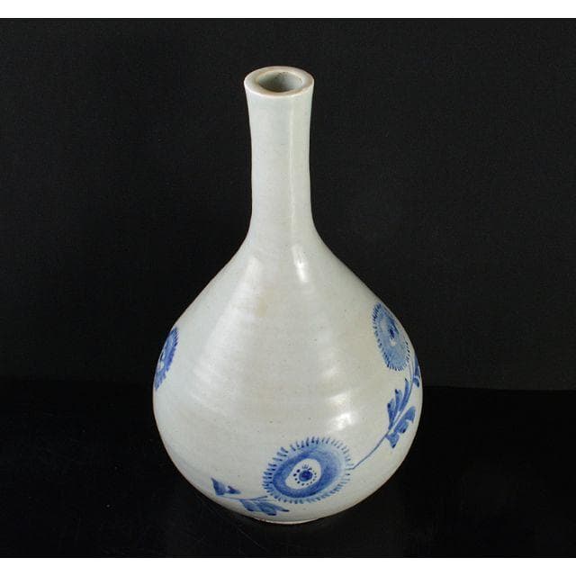 朝鮮美術　李朝　高麗白磁　染付　花文　鶴首瓶