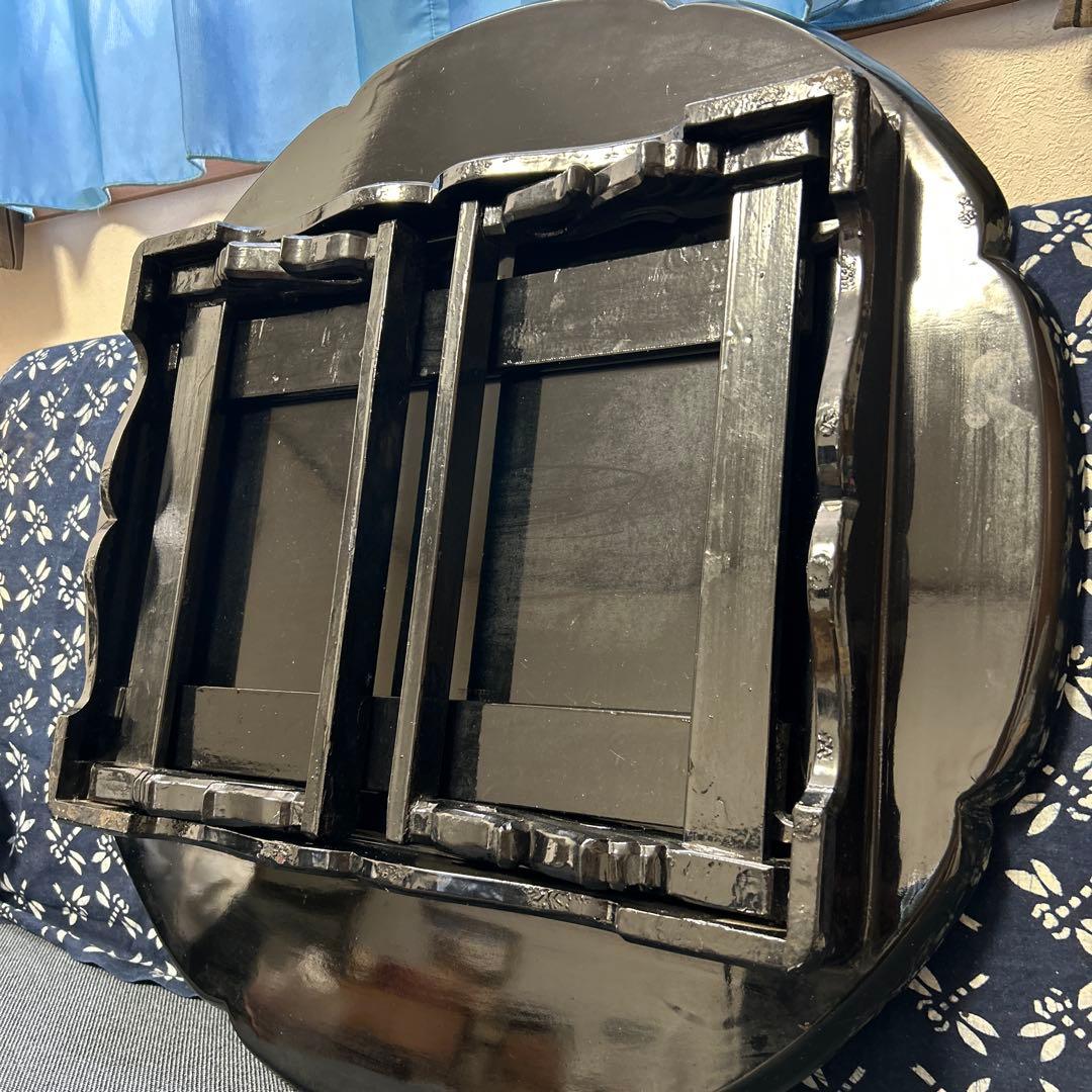 螺鈿　塗り　円卓　折りたたみ　アンティーク