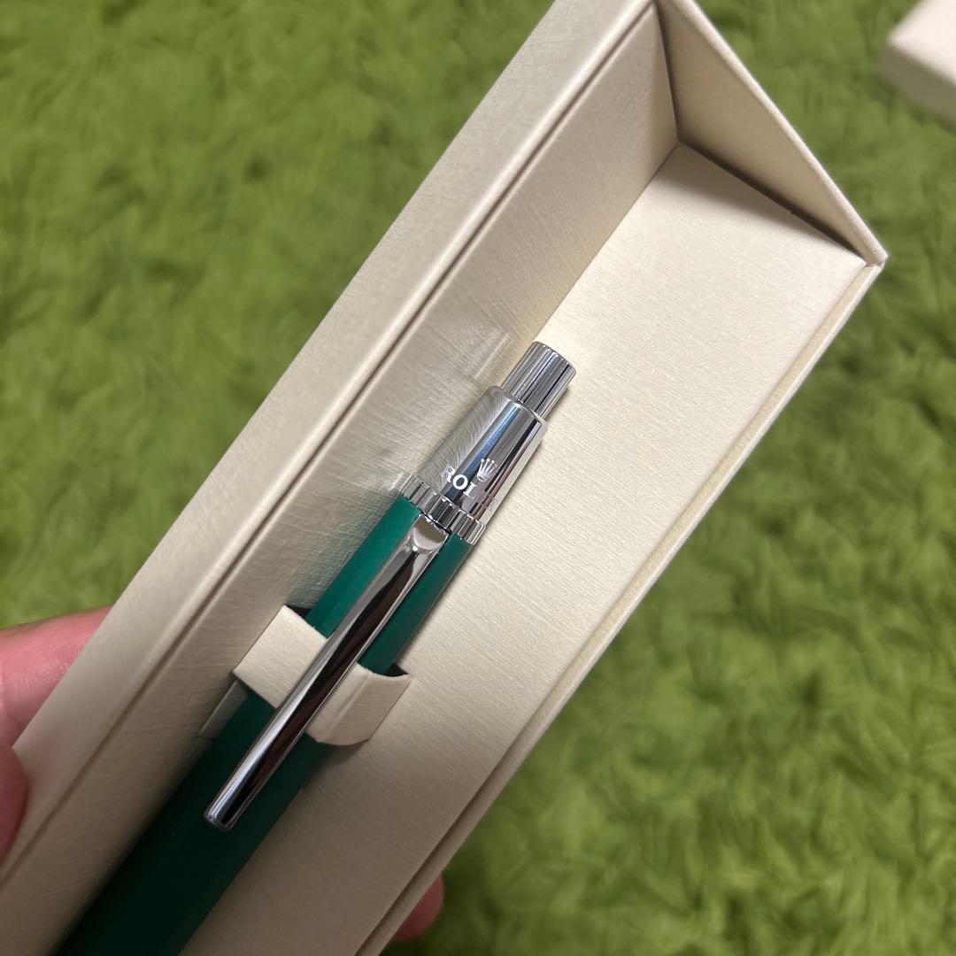 【新品】ROLEX 緑色 ボールペン 本体 専用ボックス付き