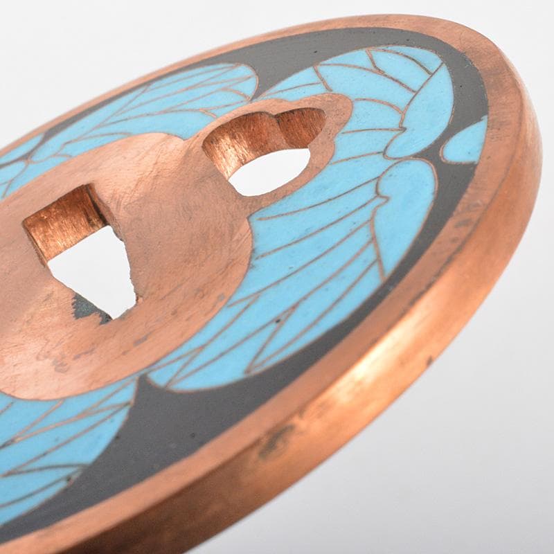 Gojyo 武具　刀装具　銅地　七宝三葉葵紋鍔　一對　桐箱付　C　7262