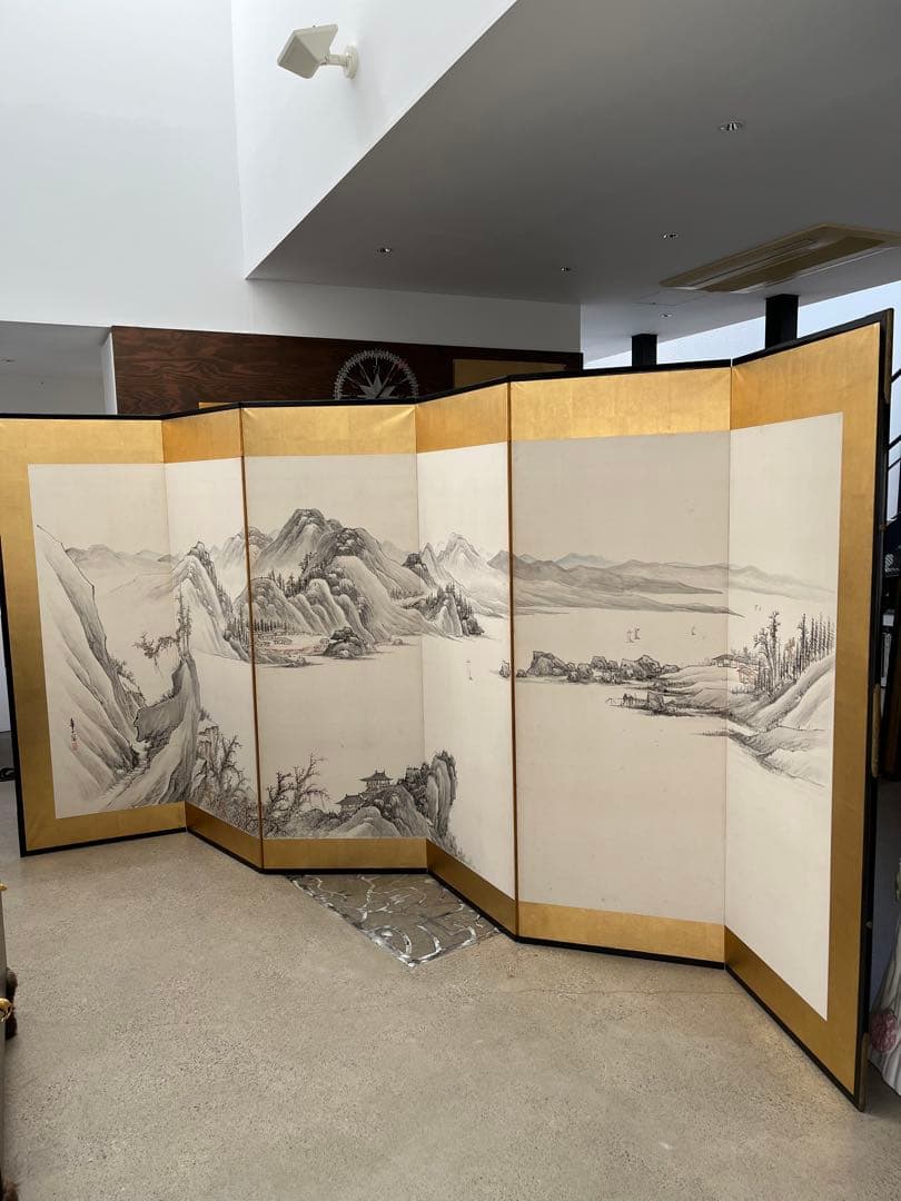 渡辺華石の六曲一双の屏風