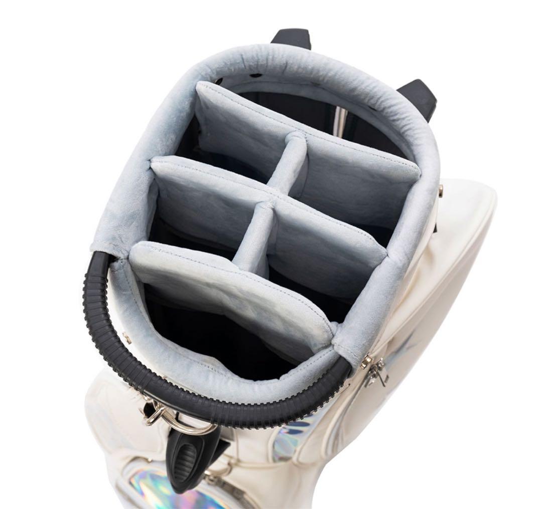 新品未使用☆タグ付き☆FIVESTAR☆ゴルフバッグ☆ホワイト☆星柄☆スタンド式