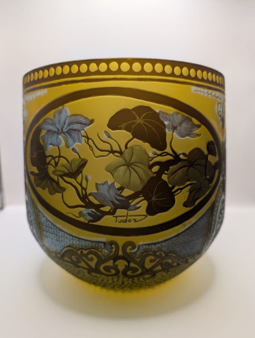 残り7日以内　アールヌーボー ガラス作品　花器　インテリア