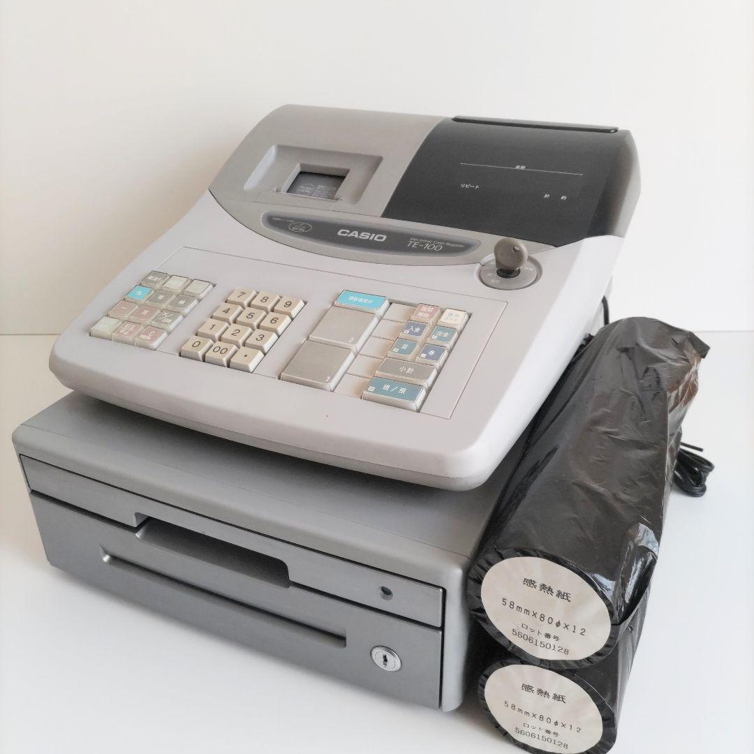 CASIO レジスター TE-100 2段式ドロワー 感熱紙ロール付属