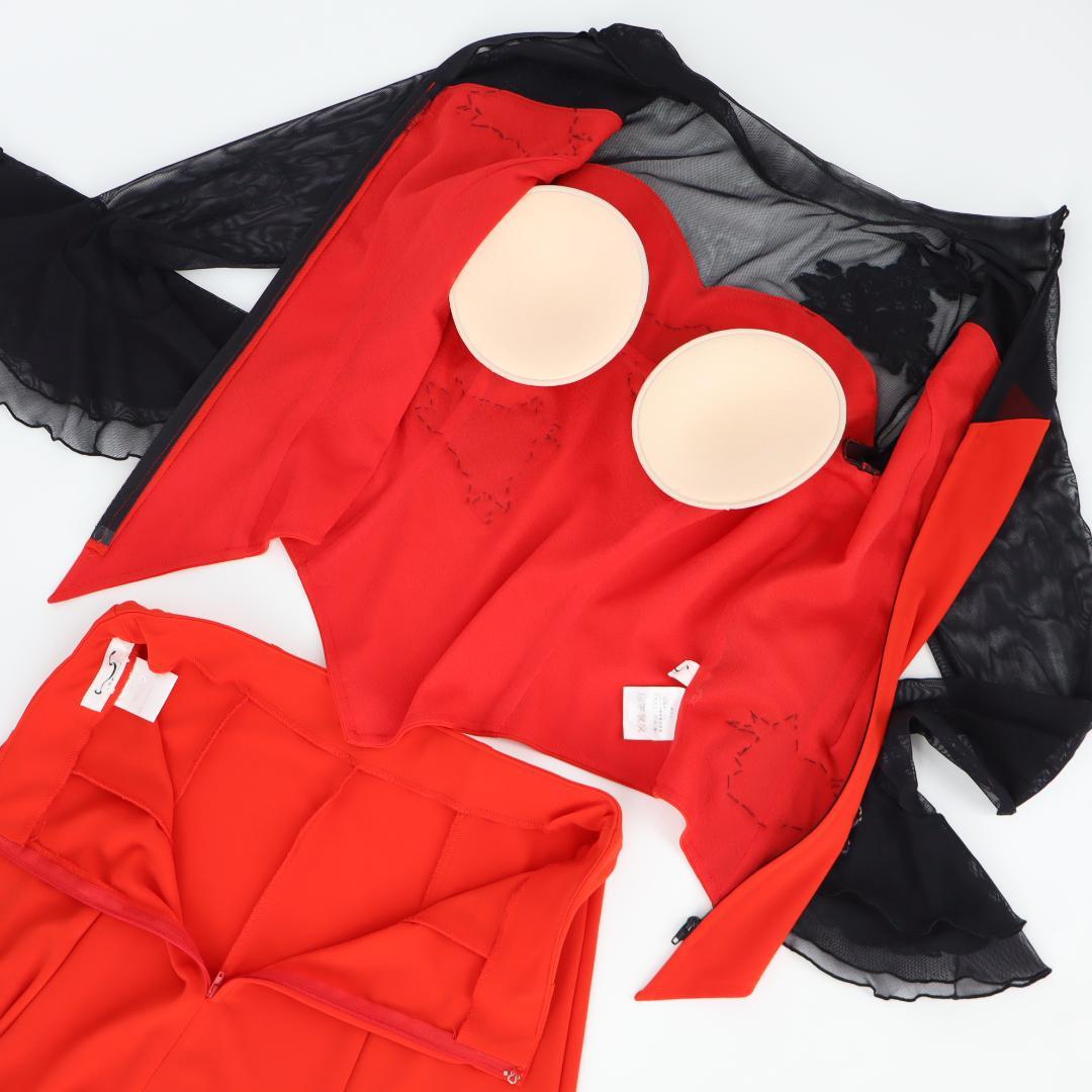 【美品社交ダンス衣装】豪華ラインストーン花装飾 サンヨシムラ ブラウス スカート