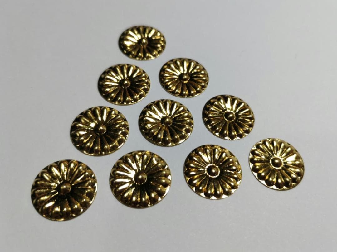 特別！★☆直径15ｍｍ【菊紋金具】５分 x 100枚　神輿、神殿、真鍮金具