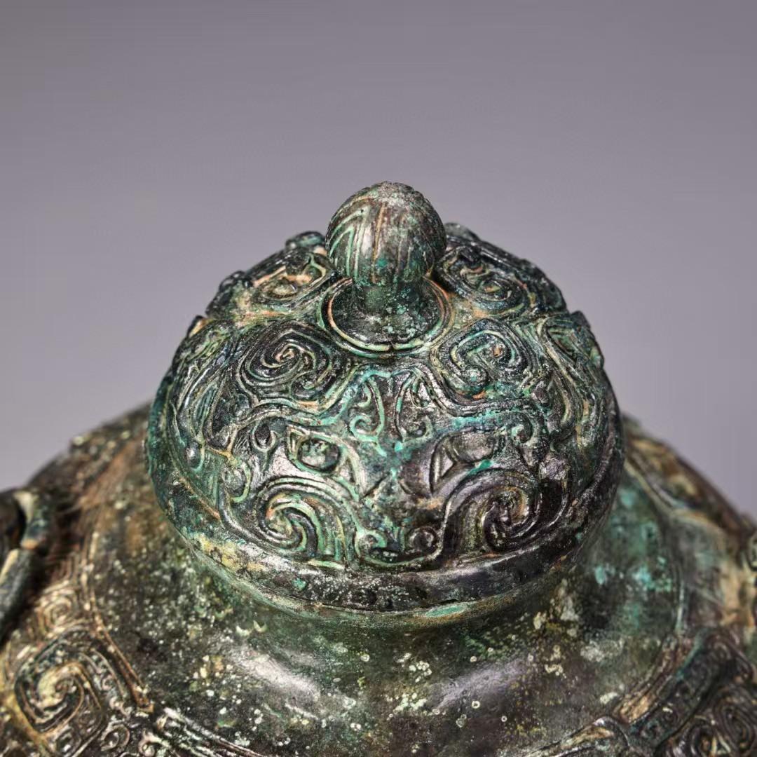 中国古美術 旧藏 明風 青銅器 圓罐 時代物 骨董 置物 收藏 茶道具 古銅器