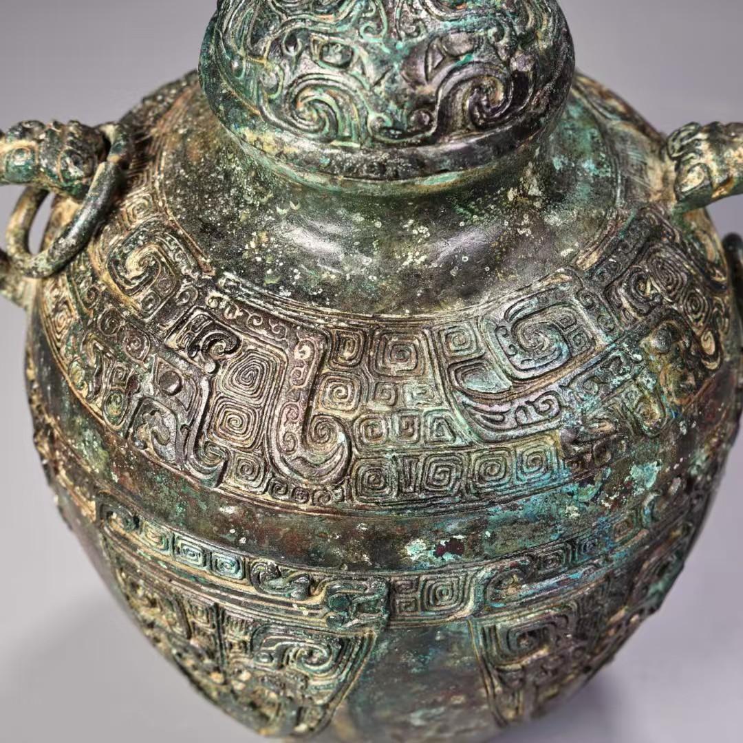 中国古美術 旧藏 明風 青銅器 圓罐 時代物 骨董 置物 收藏 茶道具 古銅器