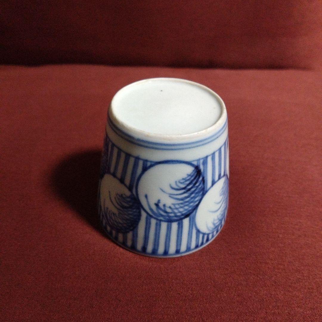 古伊万里 幾何 薄丸文 猪口 盃 杯 蕎麦猪口 十五夜