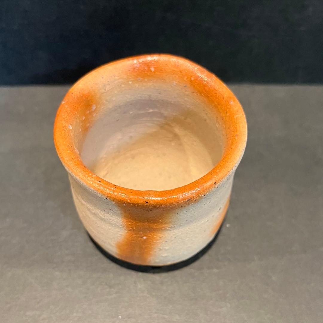 新品　人間国宝　伊勢崎淳　酒呑／陶歴共布共箱あり　緋襷　ぐい呑　個展購入品