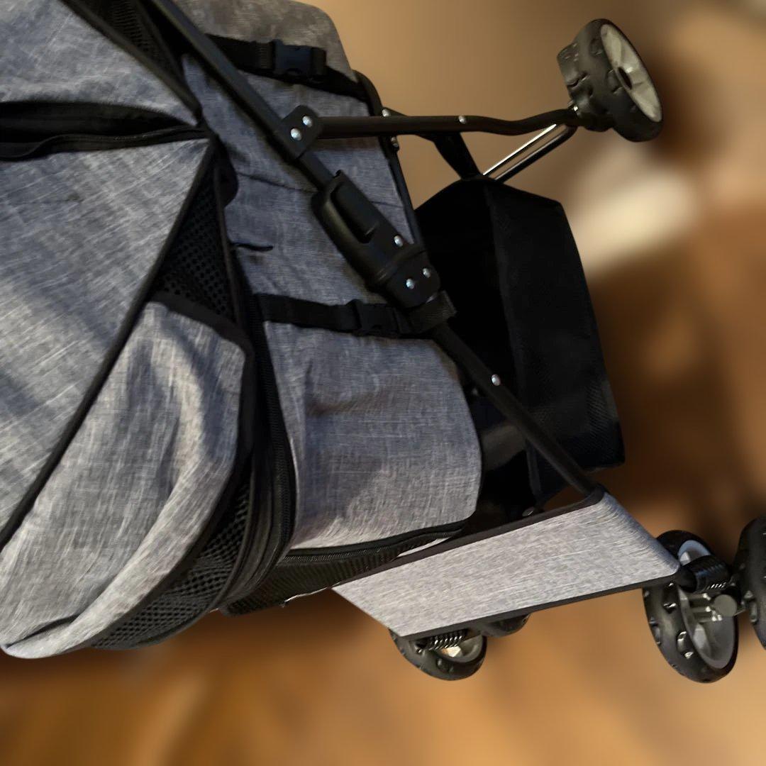 分離型ペットカート取り外し可能 ペット用ベビーカー　グレー　バギー