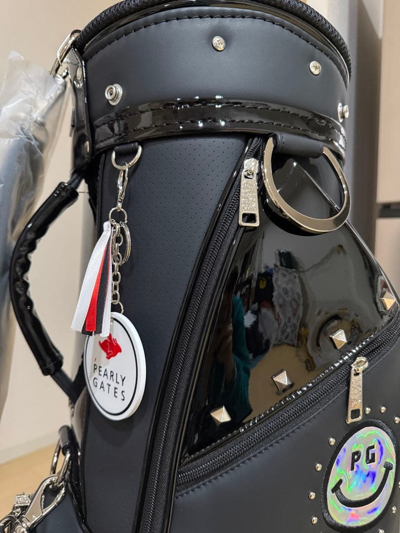 PEARLY GATES ブラックキャディバッグ　キャスター付き　合成革