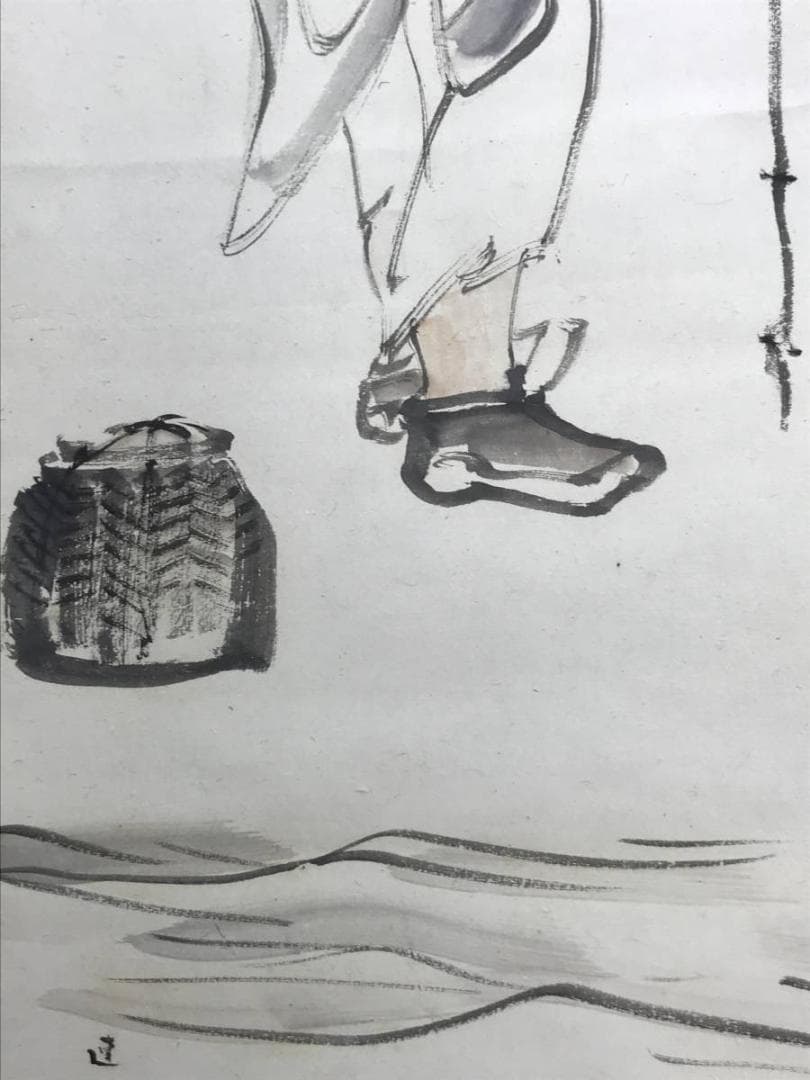 【真作】岸連山/太公望図/双福/釣人図/掛軸/名家伝来/AC-468