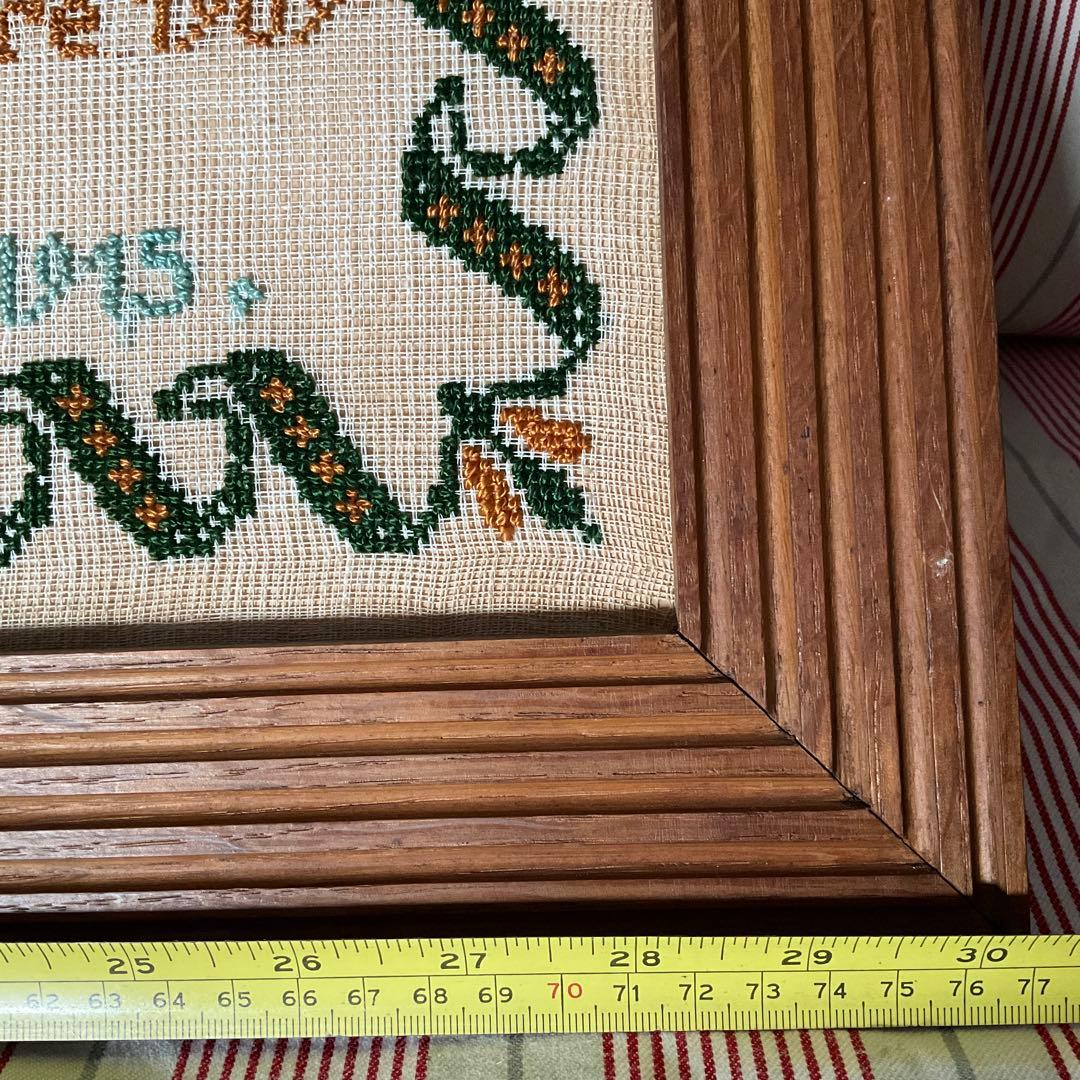 刺繍 フランス アンティーク サンプラー フレーム 1915年 額装 傷みあり