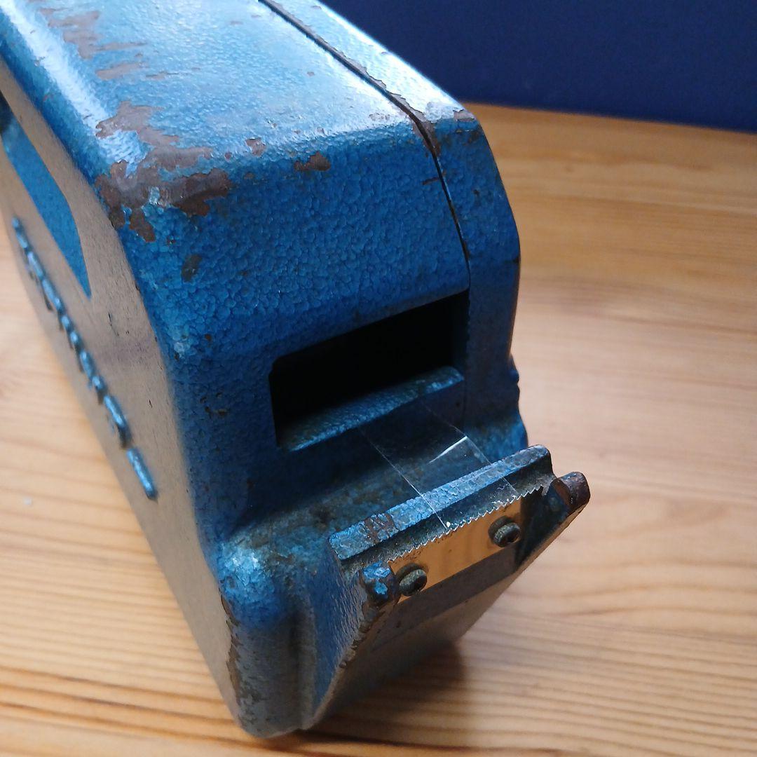 レトロ 青色 テープカッター 金属製