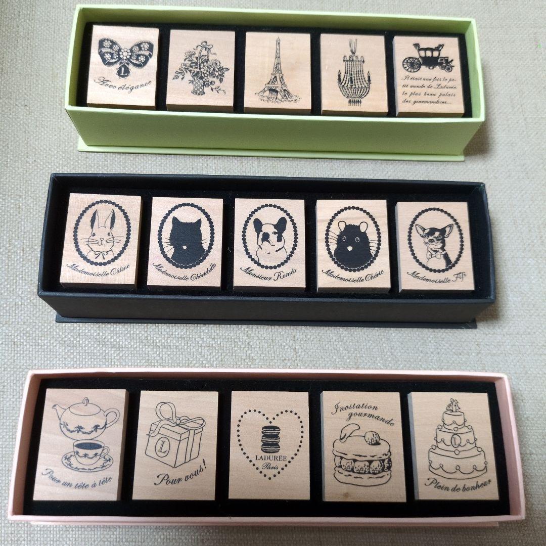 さとちん　Ladurée 木製スタンプセット 3個