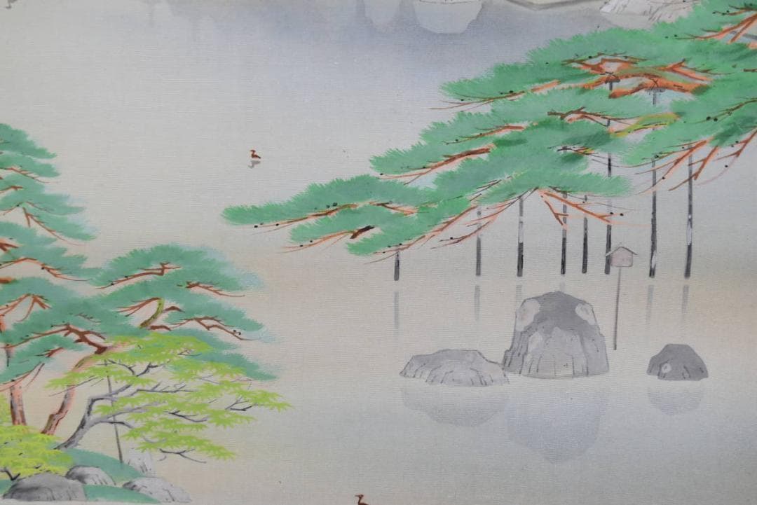 【真作】高階史光/金閣寺/掛軸☆宝船☆AA-982