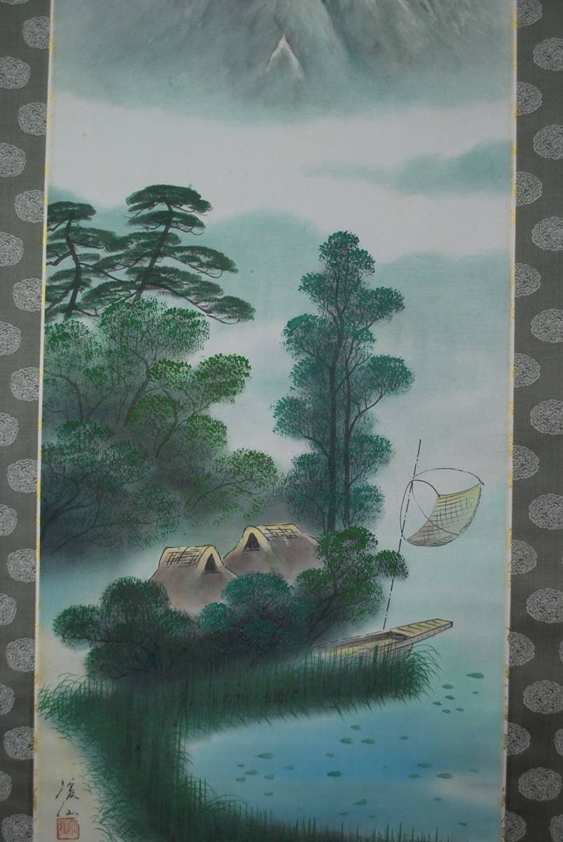 【真作】河内渓仙/春夏秋冬山水図/四幅対/掛軸☆宝船☆V-471 JM