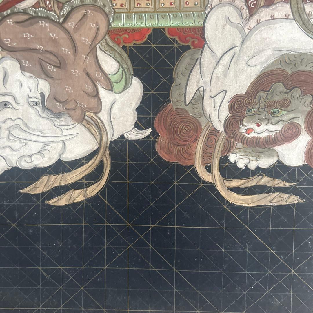 佛画　仏画　人物画　釈迦三尊　絹本　肉筆