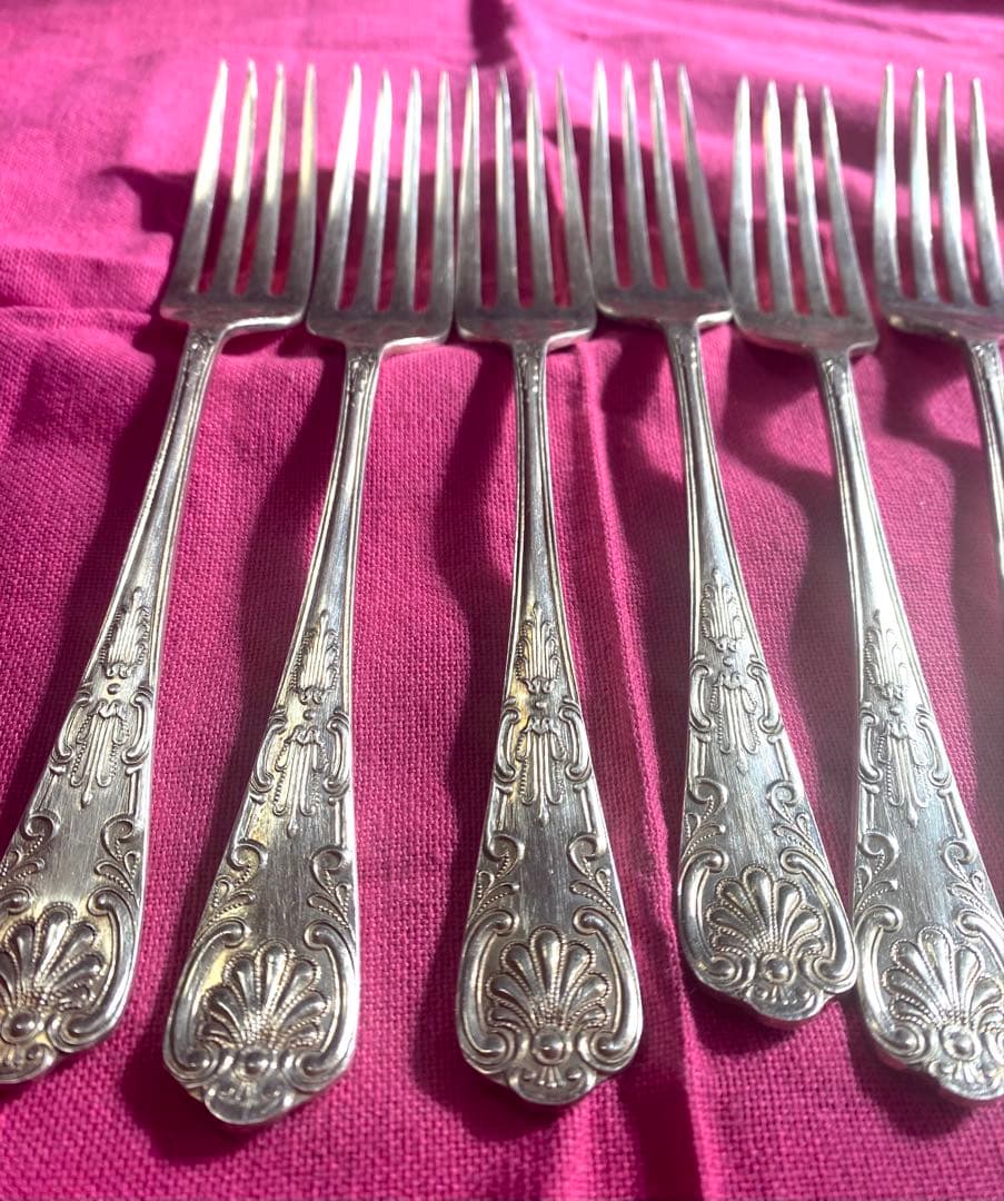フォーク 6本セット SHEFFIELD EPNSA1刻印あり、銀メッキ
