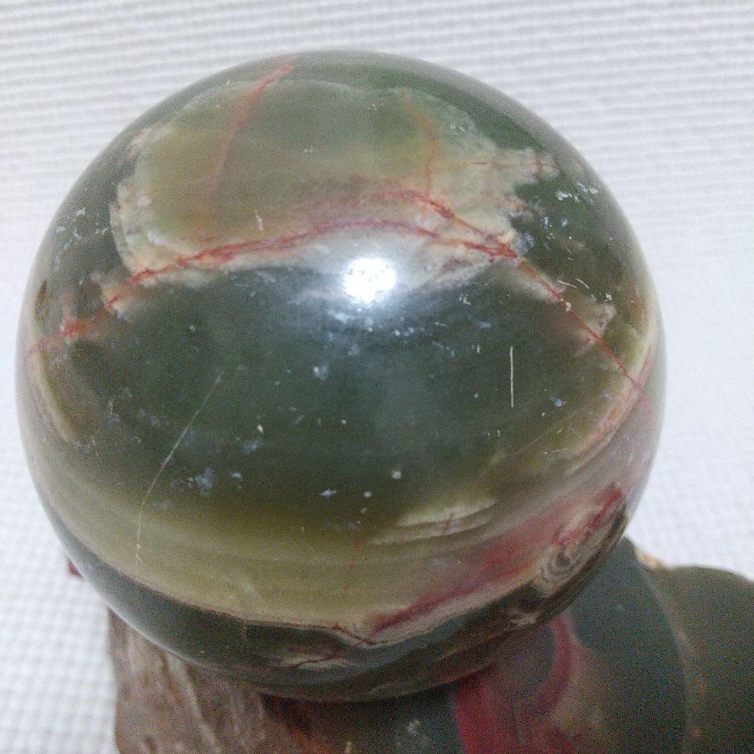 まるで惑星 4.2kg 碧玉? 赤/緑/黄の縞模様が美しい観賞石31cm