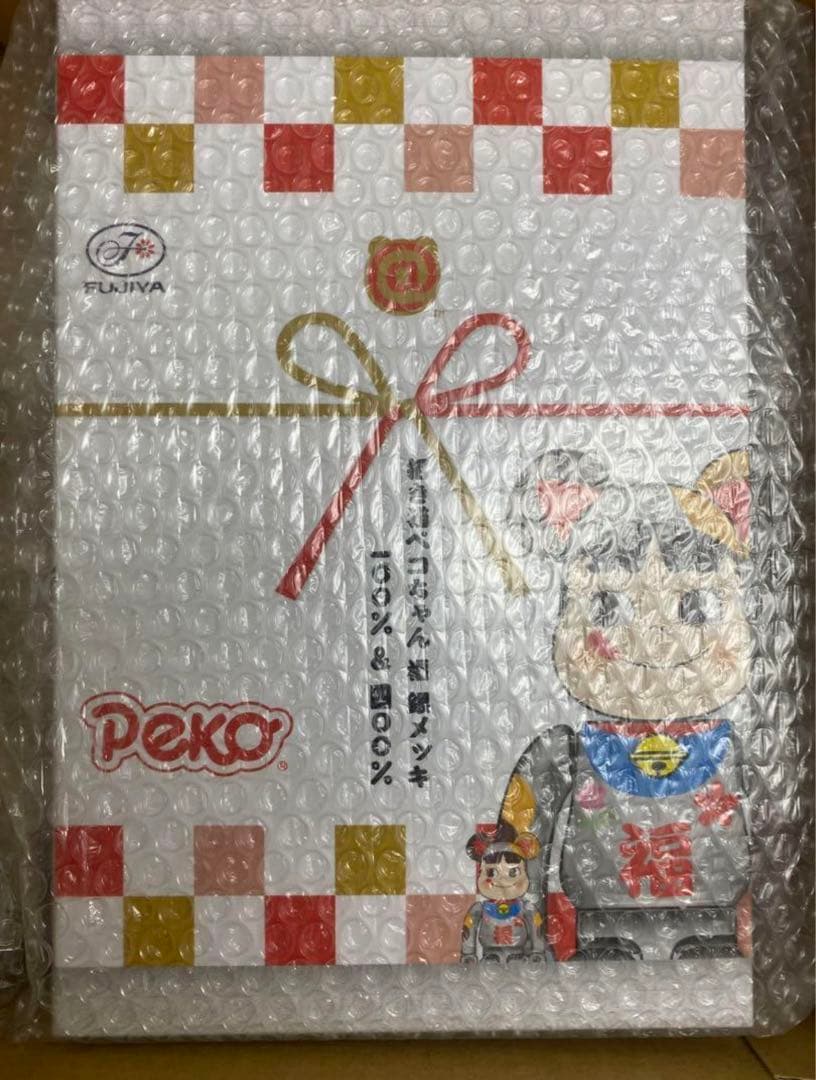 【桃金/銀メッキ】BE@RBRICK招き猫ペコちゃん 福 100% & 400%