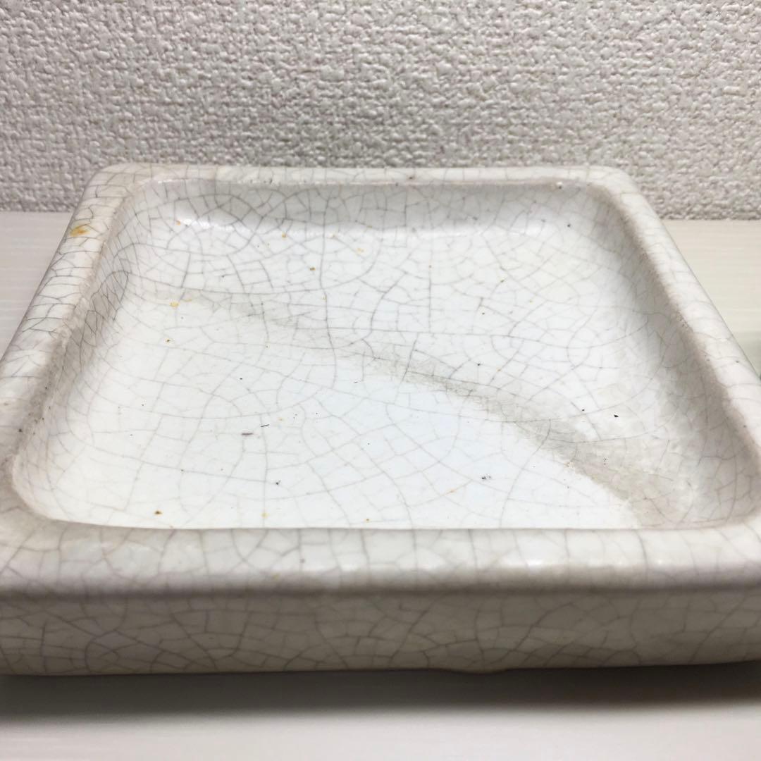 中国陶磁　哥窯 四方皿　自家藏出 仿宋御窯「哥窯」風花器　壺陶芸　骨董品　書道具