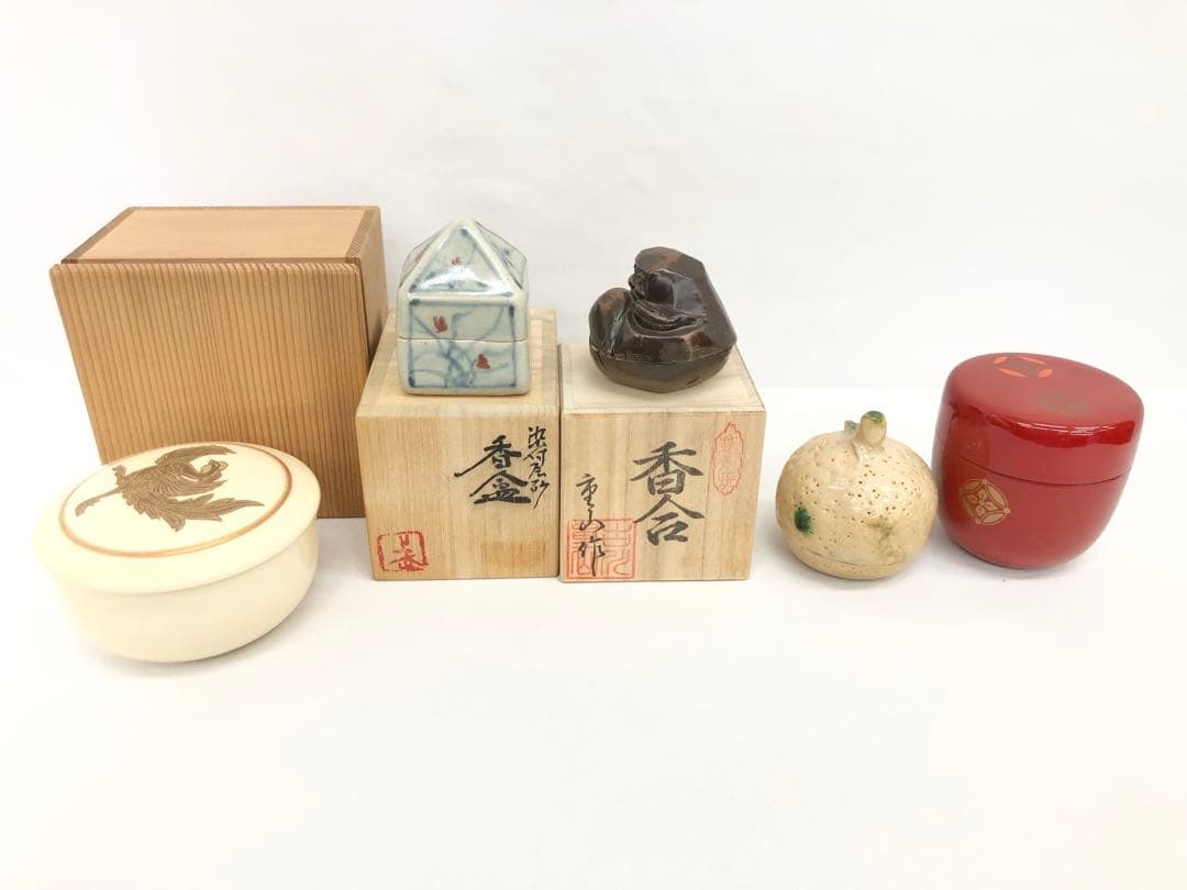 茶道具　香合4点・棗1点　計5点セット　まとめ売り《こ157》 #江戸小もーん