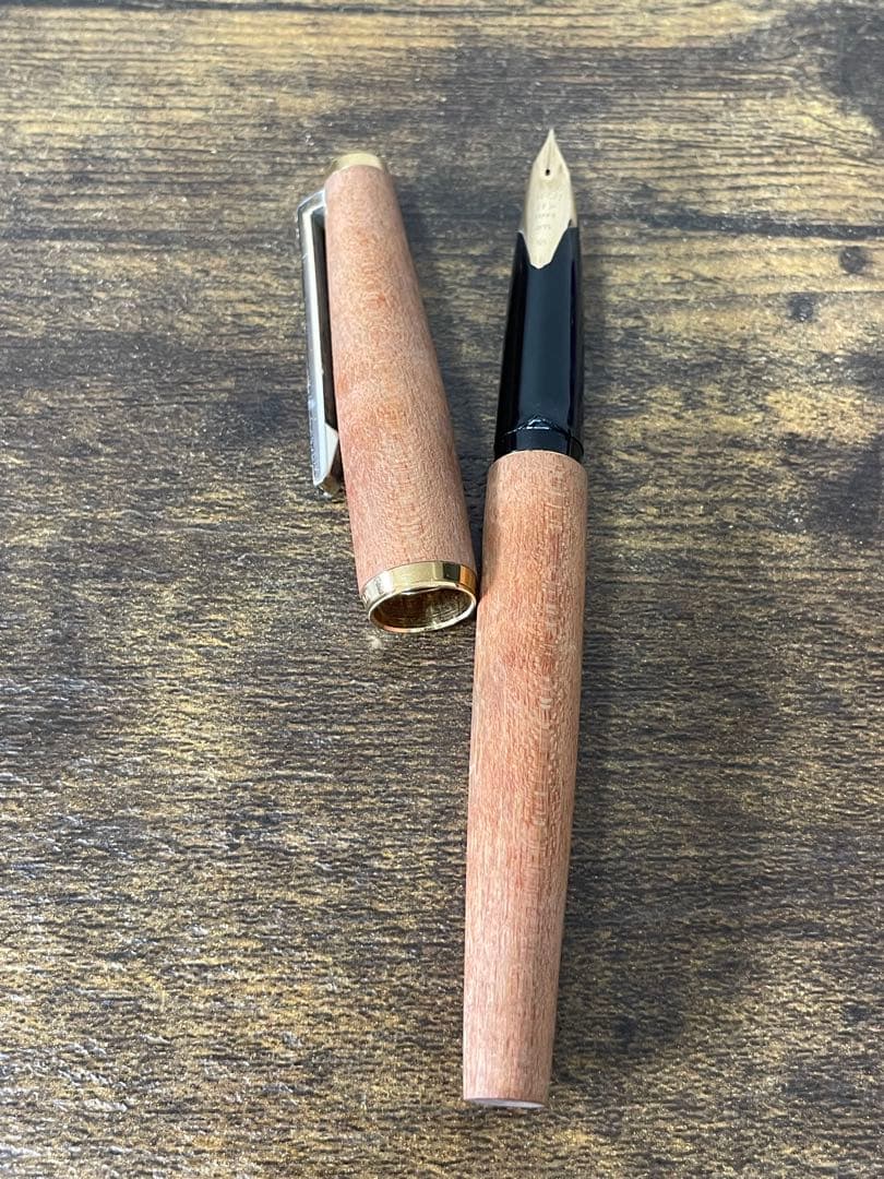 1975年製　初代カスタム　高級天然　イタヤカエデ 大型18金　万年筆　細字