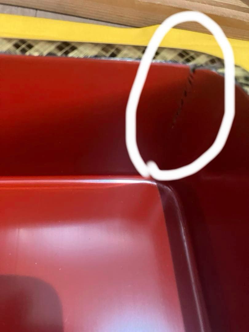 輪島塗 角丸五段重 蓋二枚 黒内朱 木製