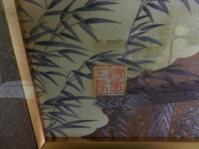 額装正絹染め江戸時代風俗絵「職人尽絵・機織図（しょくにんづくしえ・はたおりず）」