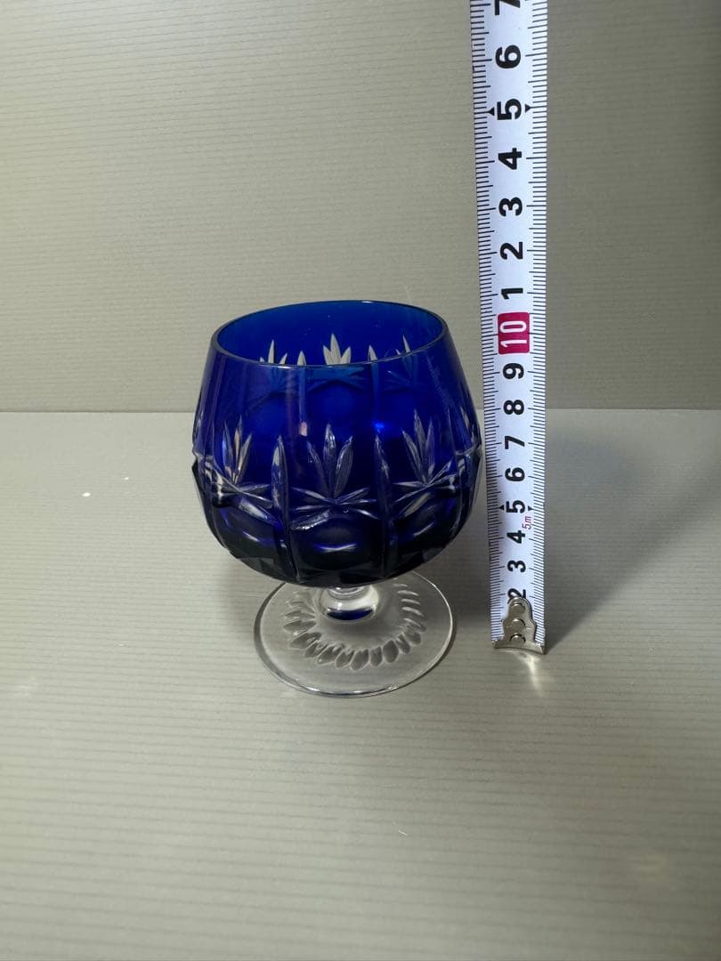 2260 ワイングラス　瑠璃色　切子　未使用
