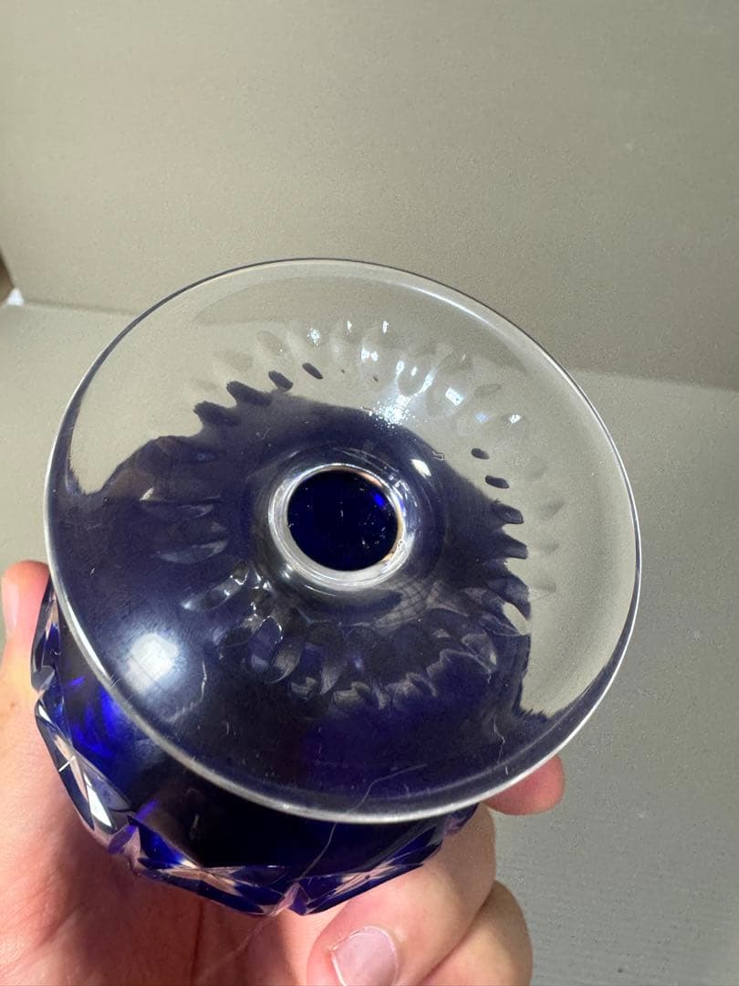 2260 ワイングラス　瑠璃色　切子　未使用