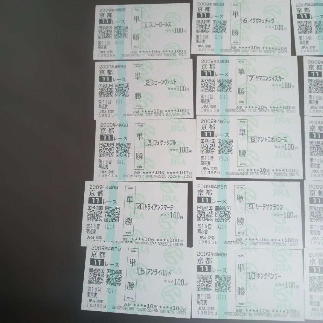 2009年第70回菊花賞　現地全頭単勝馬券