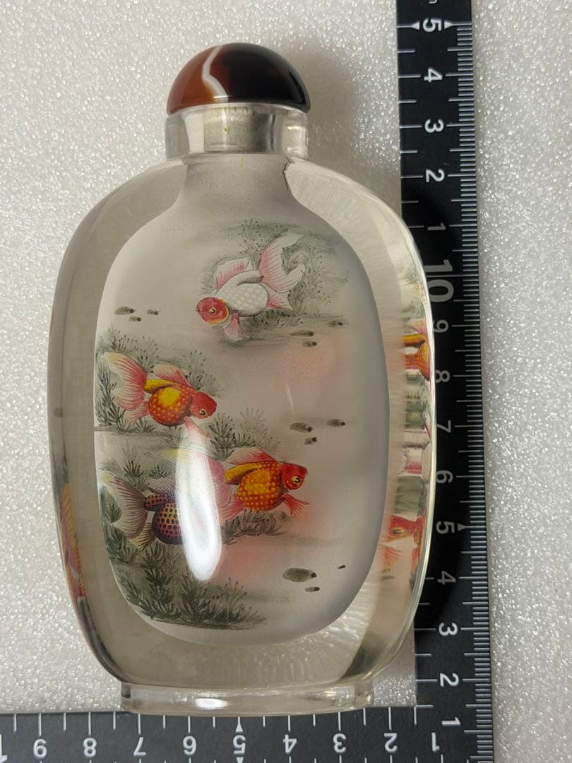 金魚絵柄 ガラス鼻煙壺