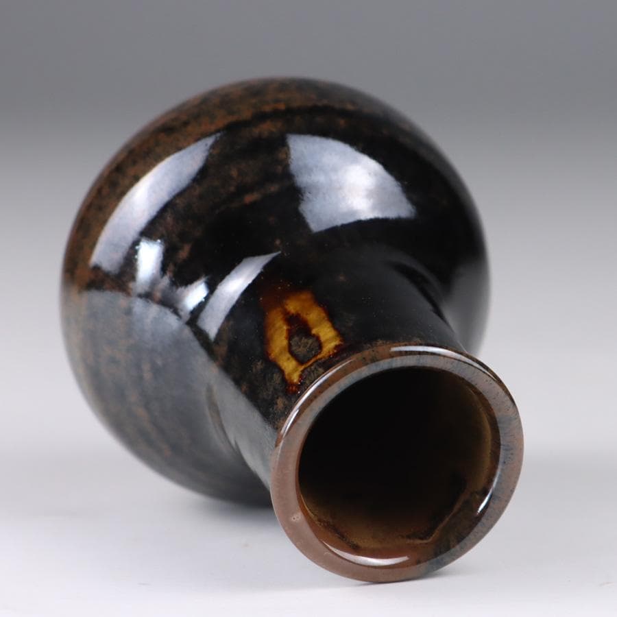 Y3338-6 茶道具 山口茂 鶴首茶入 共箱・仕覆　　よ